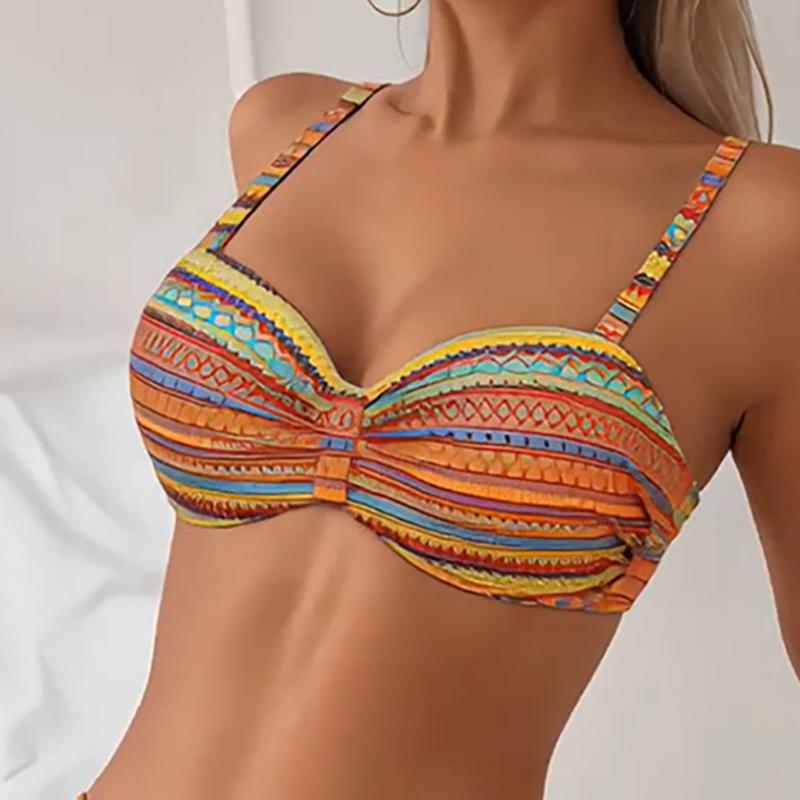 Print Bikini Sets Tie Side Cut Out High Waist High Cut Two Pieces Swimsuit Women's Backless Swimwear Bathing Suits