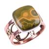 Natural Ocean Jasper Gemstone 925 Sterling Silver Jewelry Two Tone Ring S.9 J2l62