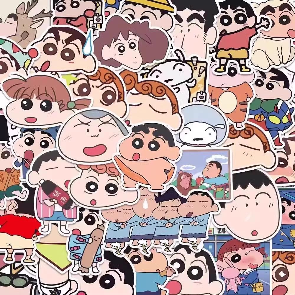 50/100PCS Anime Crayon Shin Chan Stickers Decals for Laptop Luggage Skateboard Phone Cartoon Girls Toy Gift Stickers