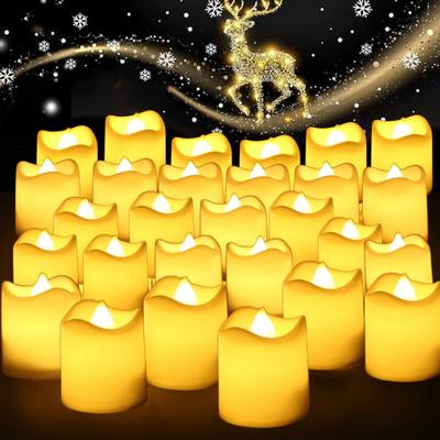 12Pcs Flameless LED Tea Lights Realistic Battery Operated Candles Tealights Electric Candles for Halloween Weddings Christmas
