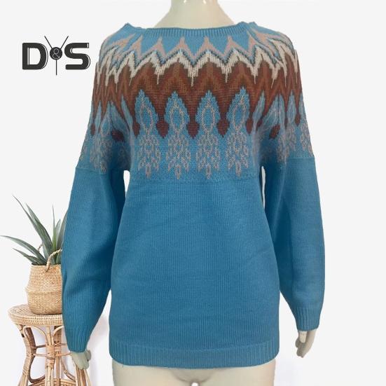 Vintage Damen Pullover Rundhals Langarm Farbblock Loose Pullover Pullover Mode Bequem Warm Strickmode Herbst Winter Gestrickte Kleidung