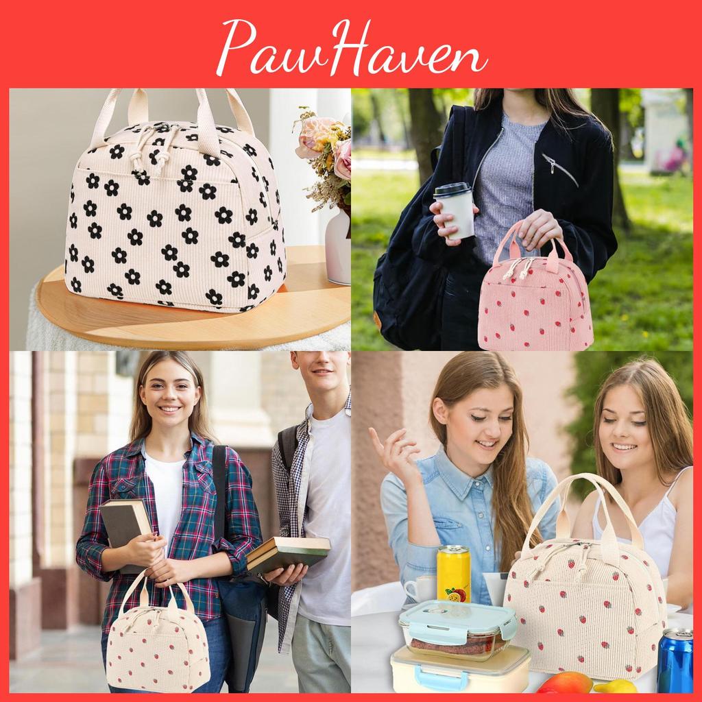 Strawberry Lunch Flower Cooler Bag Breathable Women Outdoor Commuting Office