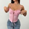 Cross-Border Sexy Stitching Tied Sexy Street Shot Fishbone Sling Fancy Inner Wear Blouse Fishbone Bra