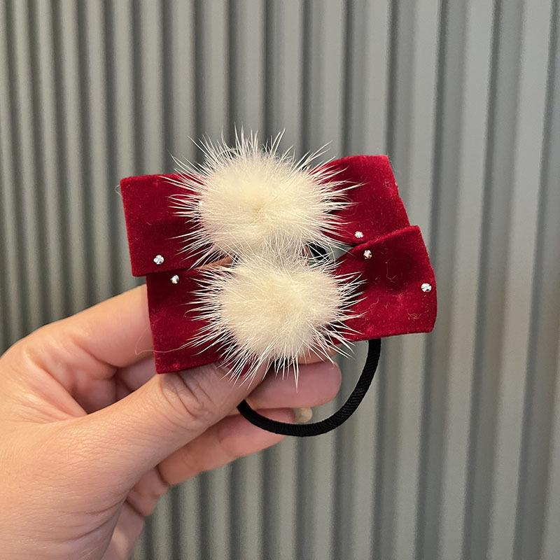 

Детский комплект из заколки-бантика и повязки цвета красного вина - головной убор осень/зима для девочек