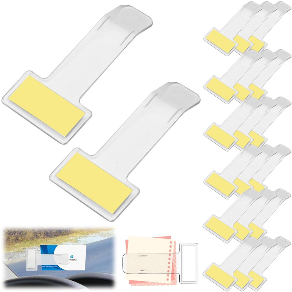 Parking Ticket Windshield Car Glass Convenient Car Storage Transparent for with Adhesive 74mm in Length Holder, 20-Pack, Clip, Holder, Item,
