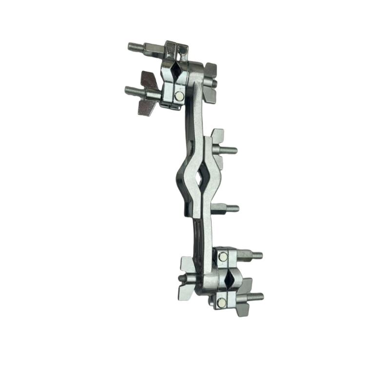 Doppel-Beckenhalterklemme Auslegerarm-Montagehalter Halter Einstellbare Metall Kuhglockenklemme für Schlagzeuger Schlagzeugzubehör