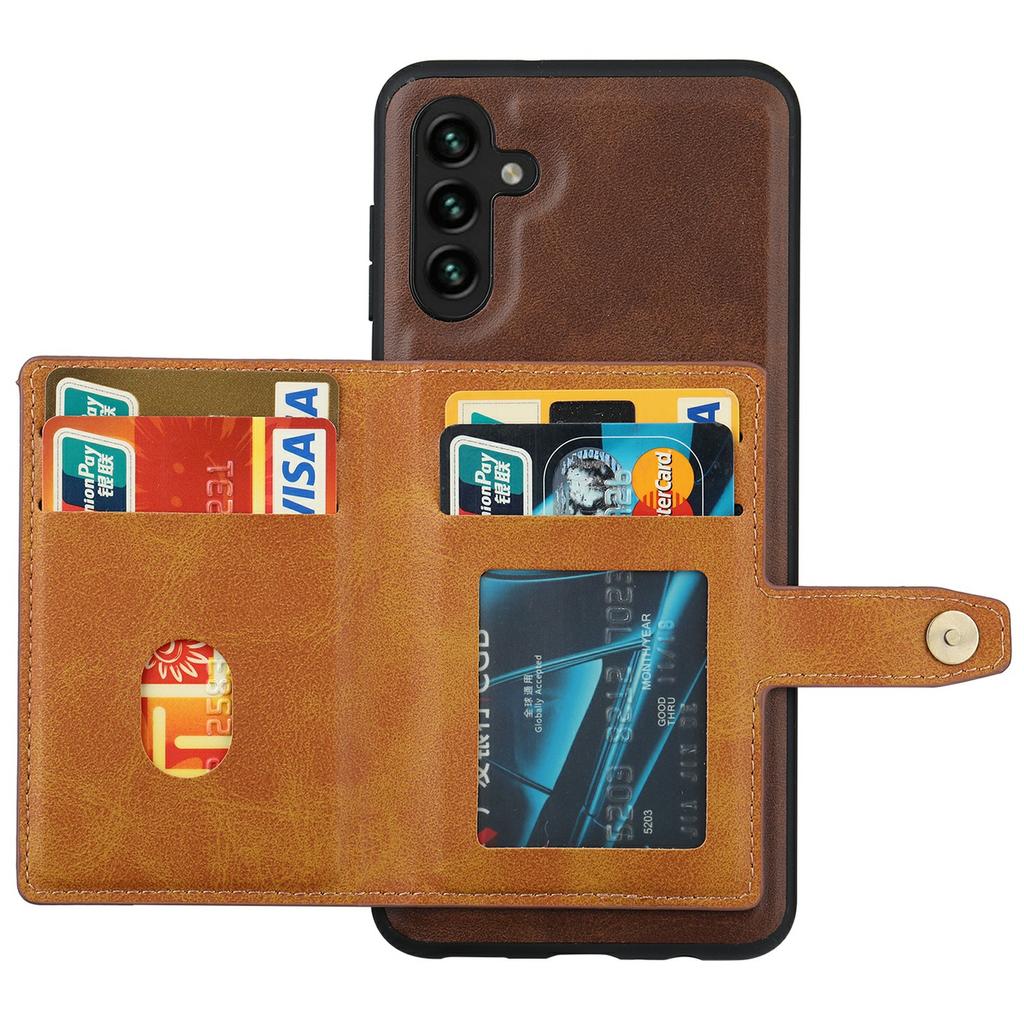 For Samsung Galaxy S25 Case Calf Texture Card Holder PU Leather + TPU Kicsktand Phone Cover