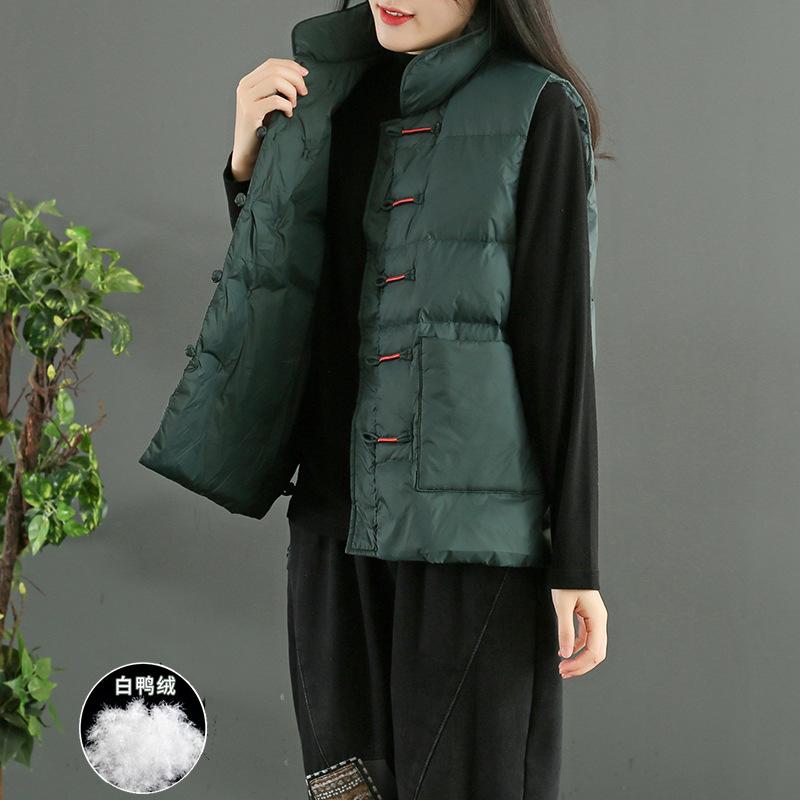Autumn and winter light down jacket sleeveless Chinese style vest vest ethnic style disc buckle down outer wear inner wear