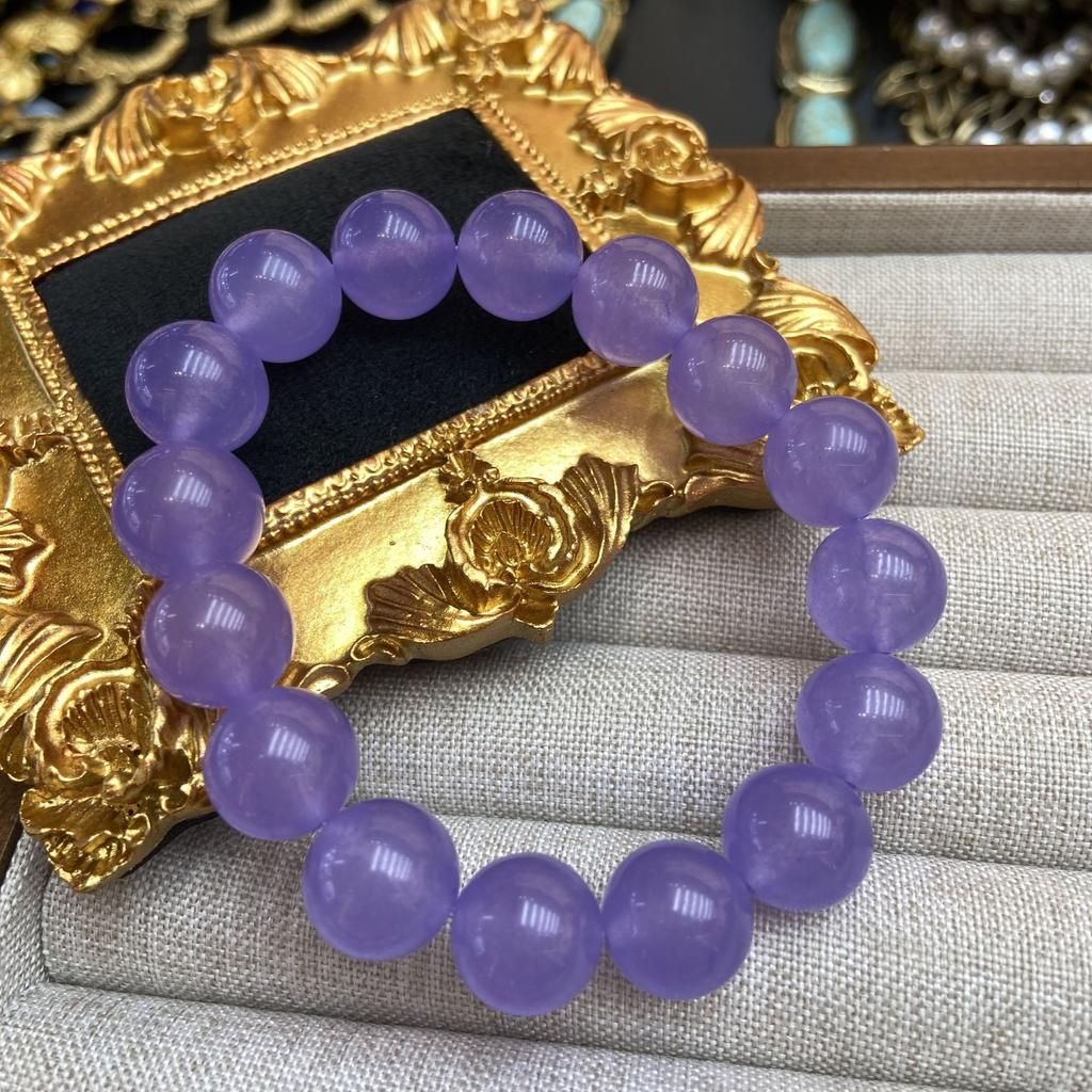 Medieval Vintage Fashion Design Bingbing Same Emperor 12M Violet Bead Agate Necklace Bracelet Set