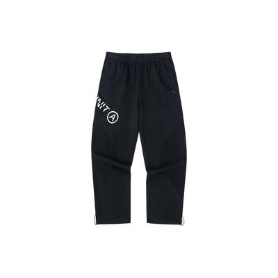 Logo Print Pattern Elastic Waist Straight Leg Sports Pants Women Pants Black 162237320-2