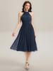 Ever-Pretty Women's Glitter Halter Cocktail Dresses Sleeveless Pletaed A-Line Midi Evening Dresses