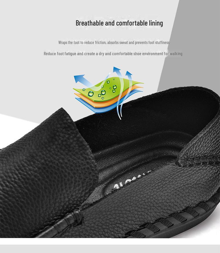 Men's Slip-On Leather Shoes: High-End Business Casual, Soft Leather, Wide Fit, Large Sizes 47-48