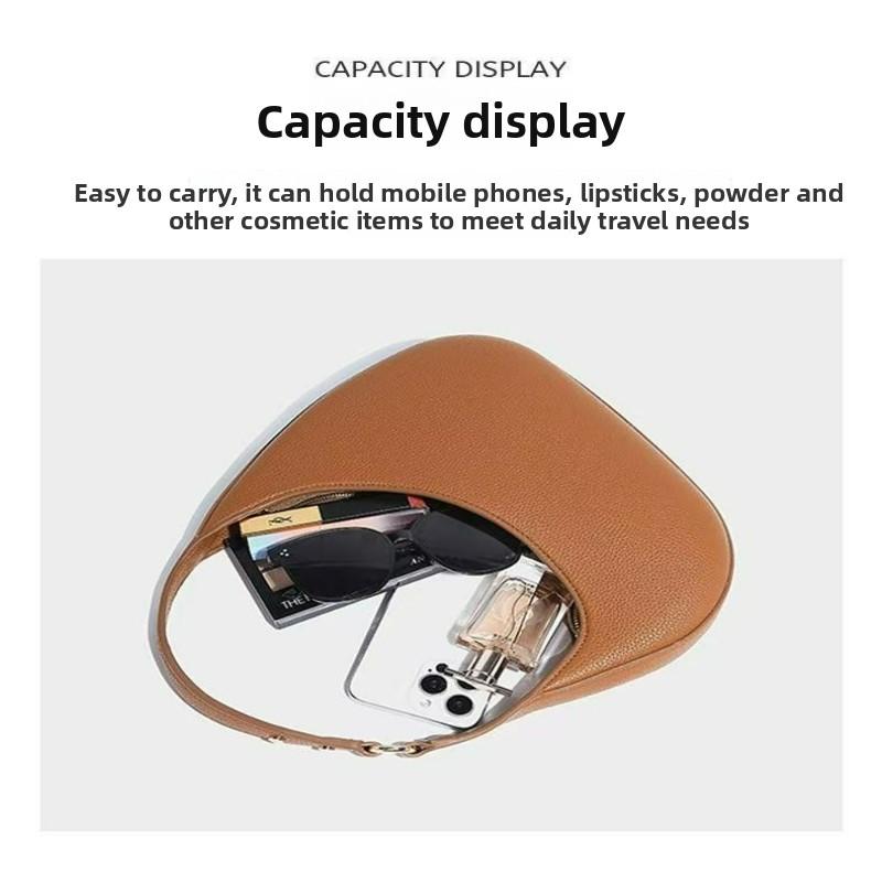 Single Shoulder Armpit Bag, Fashionable and Versatile, Exquisite Half Moon Shaped Staff, Hand-held Crescent Shaped Women's Dumpling Bag, Hand-held