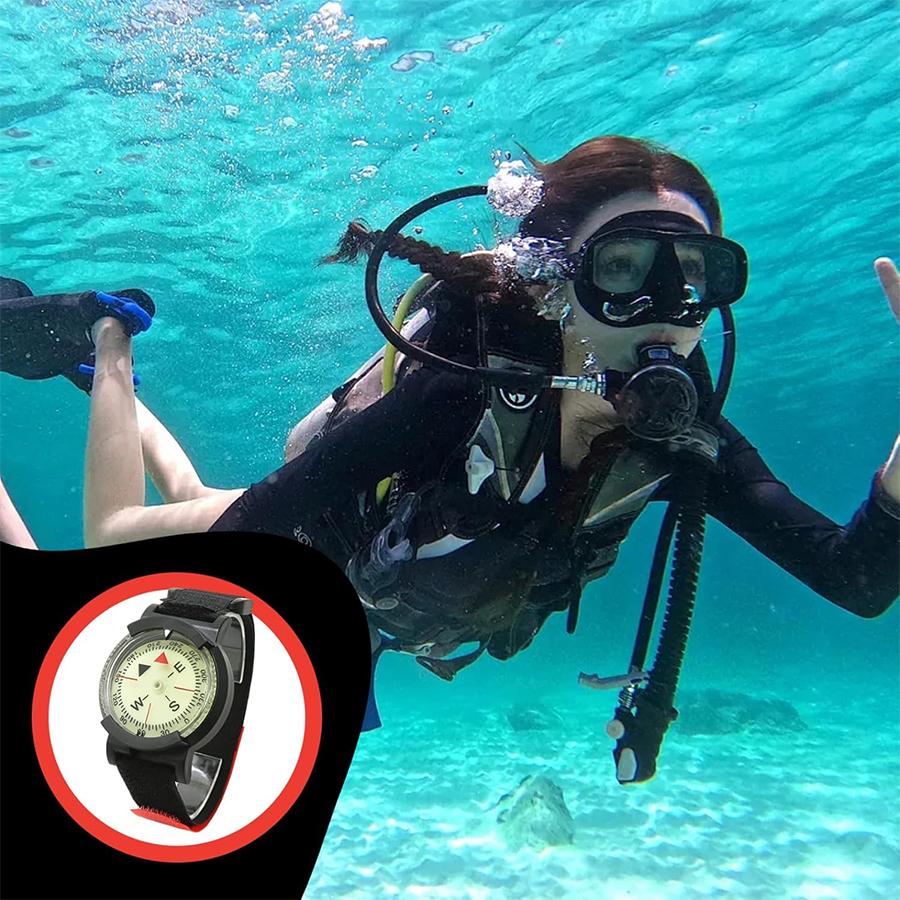 Orologio Bussola Professionale da Immersione - Impermeabile ad Alta Precisione con Luce Notturna, per Scuba Diving, Campeggio, Escursionismo e Avventure all'Aperto