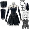 Abito da donna giapponese anime cosplay Misa Amane con finiture in pizzo in stile gotico, abito sexy in similpelle, Halloween