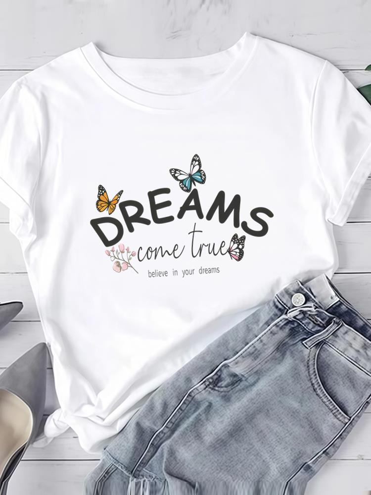 (Asian Size) Clothing T Shirt Women Fashion flower floral cute Tee Top Woman Print Female Short Sleeve Graphic T-shirts