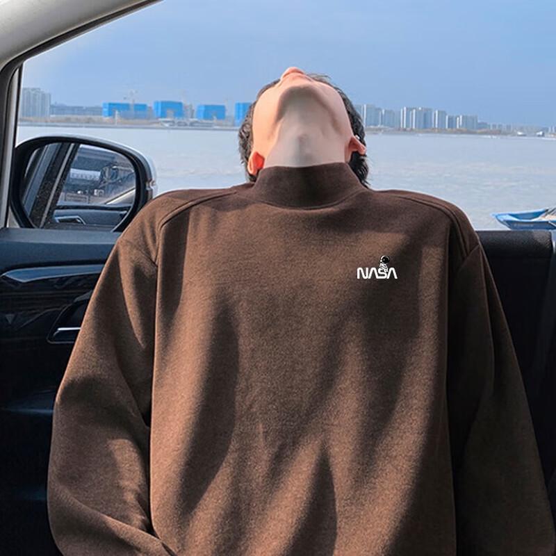 Men's NASA MARVEL Loose Fit Mock Neck Long Sleeve T-Shirt