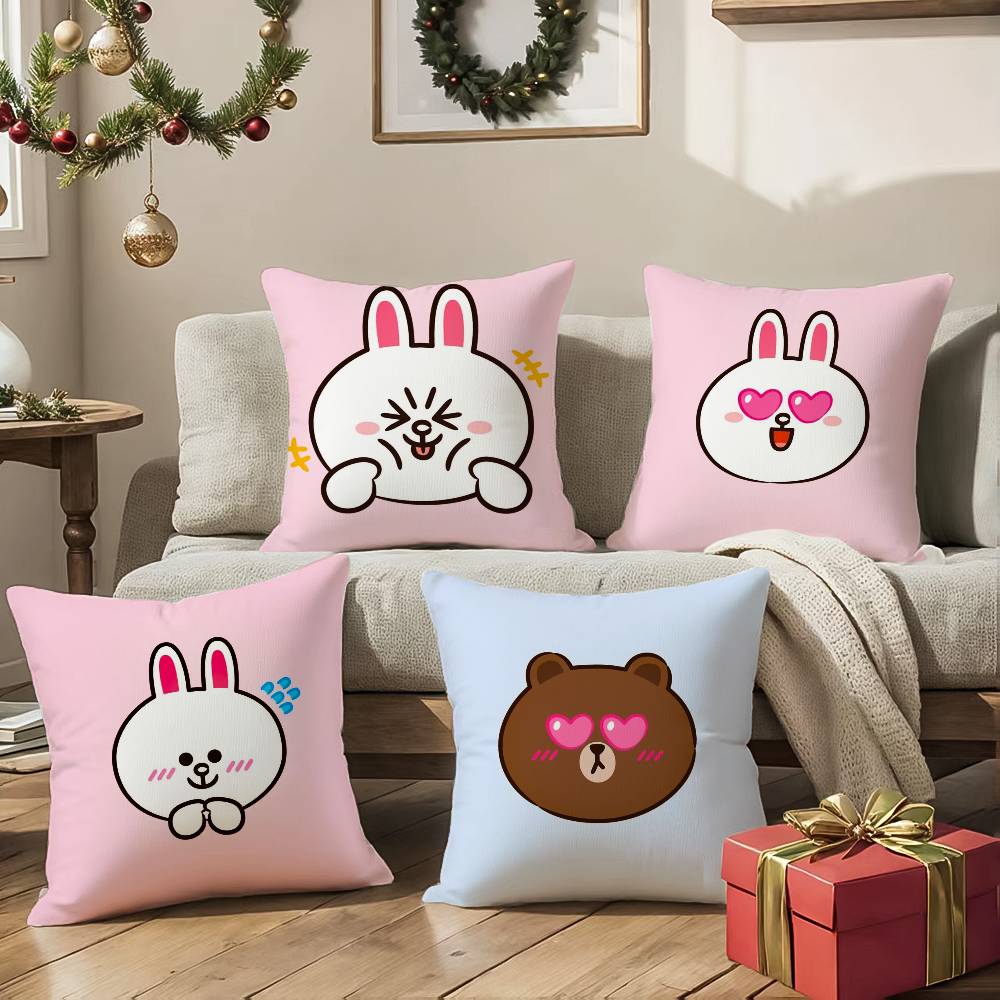Cute little bear pillowcase living room sofa chair cushion cover home room decoration without pillow core