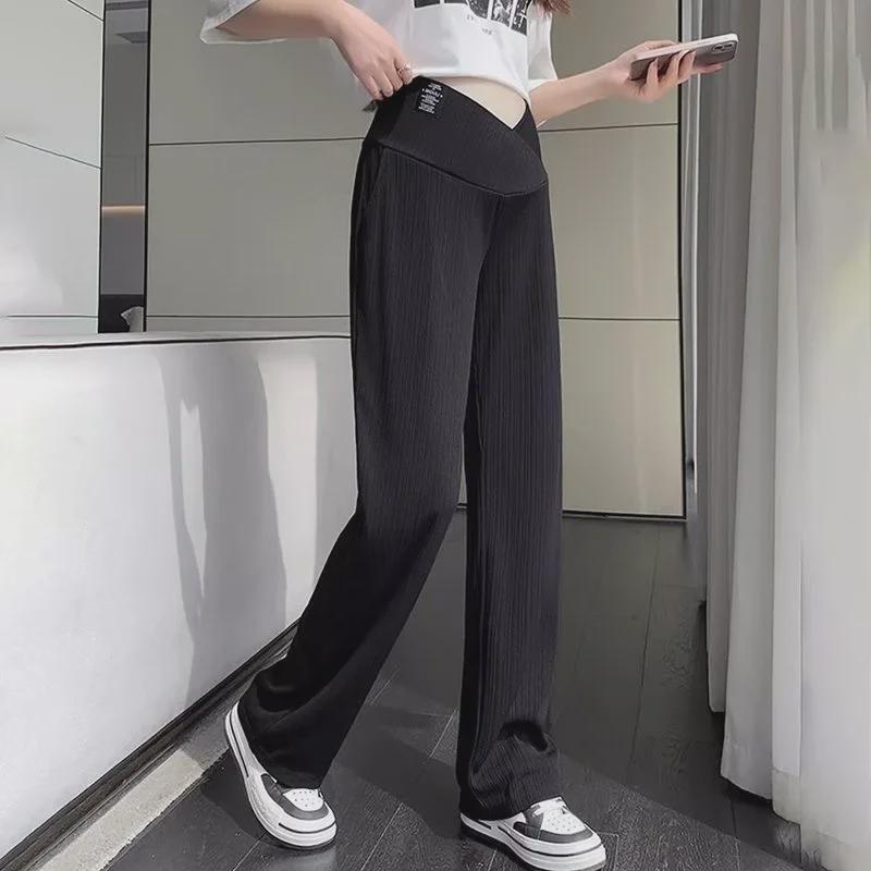 Autumn 2023 Wide-Leg Low Waist Maternity Pants for Casual Wear