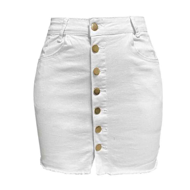 High Waist Denim Skirts For Womens Jeans Button Pockets Mini Skirt Ladies Bodycon Skirts Femme