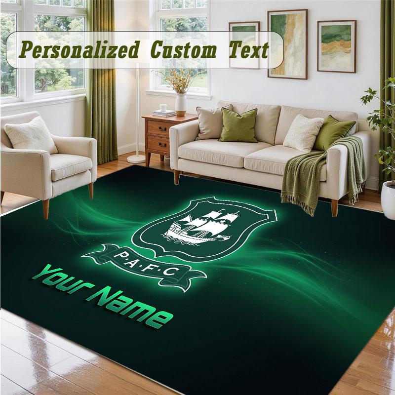 Crystal Velvet Square Rug Custom NamePlymouth Argyle FC Pattern Non Slip Home Floor Decor Rug