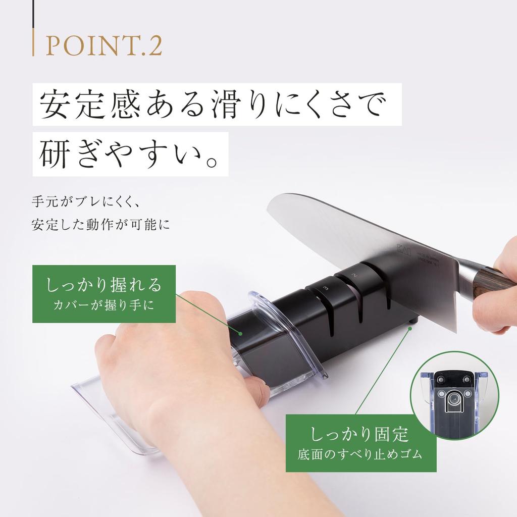 Kai Corporation Seki Magoroku Diamond Ceramic Knife Made In Easy To Black AP0308 Sharpener, Japan, Manual, Use,
