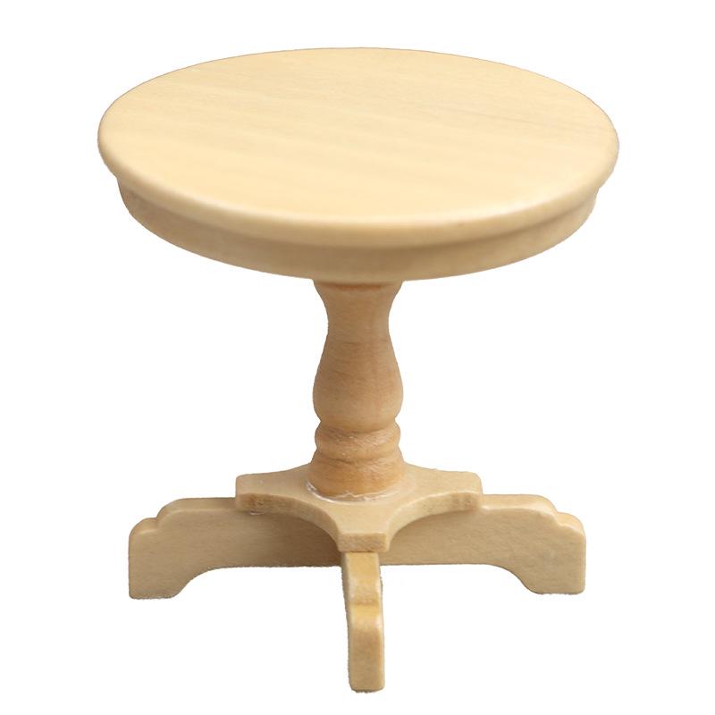 1:12 Dollhouse Miniature Round Coffee Table - Rosewood & Natural Wood, White