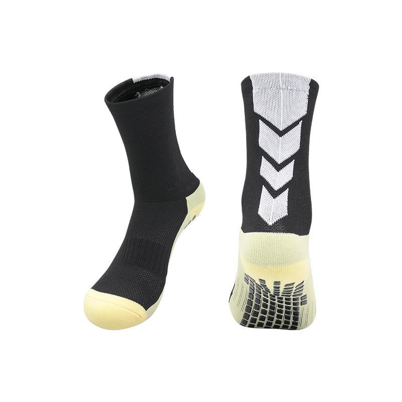 Men's Non-Slip Mid-Calf Football Socks with Thickened Towel Bottom and Silicone Grip