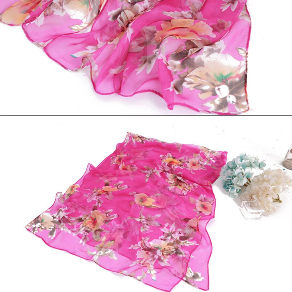 Fashion Summer Women Floral Print Scarf Lightweight And Elegant Women Luxury Beach Scarf Silk Scarf