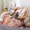 Butterfly Cat on a Branch  Print Flannel Blanket, High quality Comfortable for All Seasons, Home Decor, Warmth and Comfort