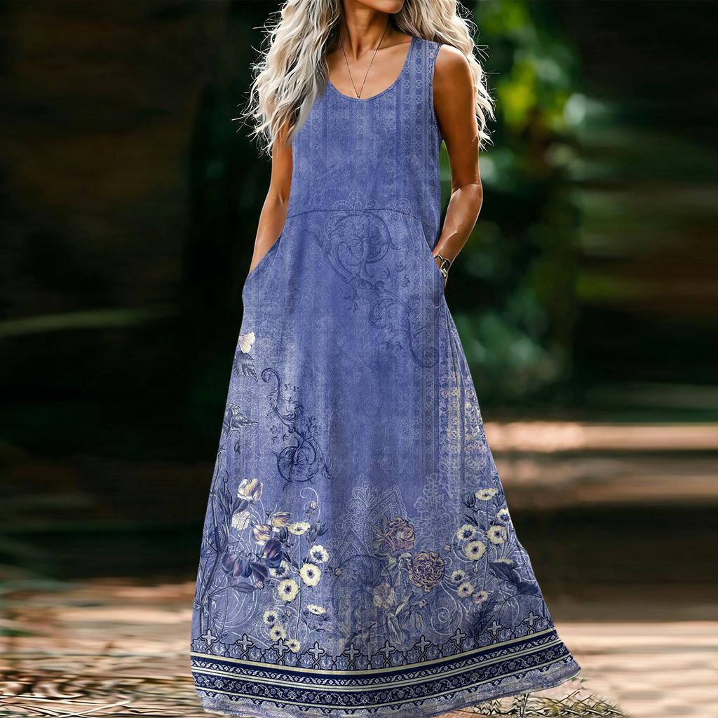 Vestido Casual de Moda para Mujer sin Mangas y con Cuello en U