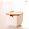 Simple Ceramic Seasoning Jar Bamboo Lid Spice Jar With Spoon Kitchen Sugar Salt Spices Storage Box Household Container