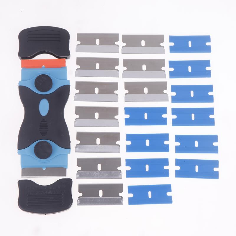 Plastic & Metal Razor Blade Scraper, Window Glass Cleaner, Film & Adhesive Remover Tool For Car & Home