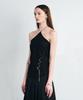 Sillot Chain Halter Slit Sleeveless Top (Black)