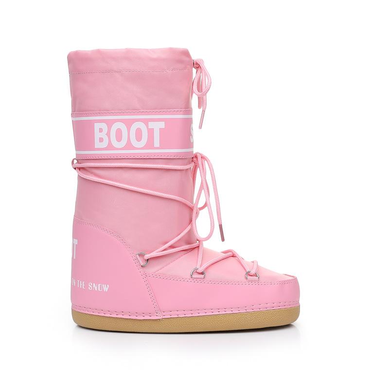 

Ті самі черевики-місяцеходи для зимового катання на лижах 2025 року, модні жіночі снігоходи з круглим носком і середньою халявою, потовщені кросівки-місяцеходи 40 рожевий