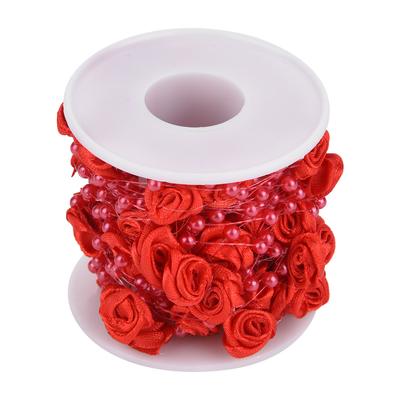 Rotolo da 10m Ghirlanda Filo Perline Perle Artificiali Rosa Stringa Decorazione Matrimonio Fai da Te(rosso)