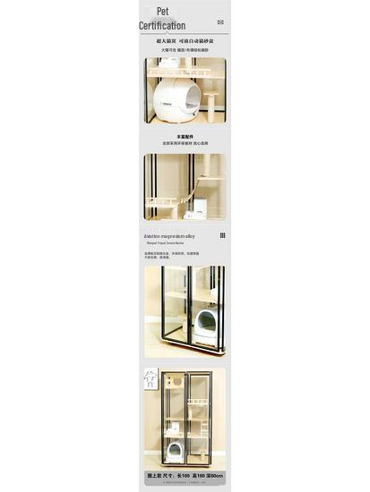 Transparent Three-Layer Luxury Indoor Cat Villa with Spacious Wood Design