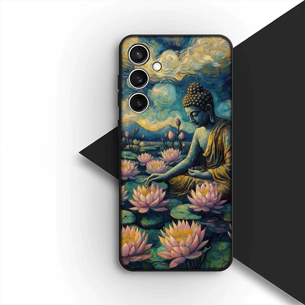 Lord Buddha Lotus Flower Light Phone Case for Samsung Galaxy S24 S25 S23 FE Ultra Plus S7 Edge S25+ S23+ A56 5G Protective Cover