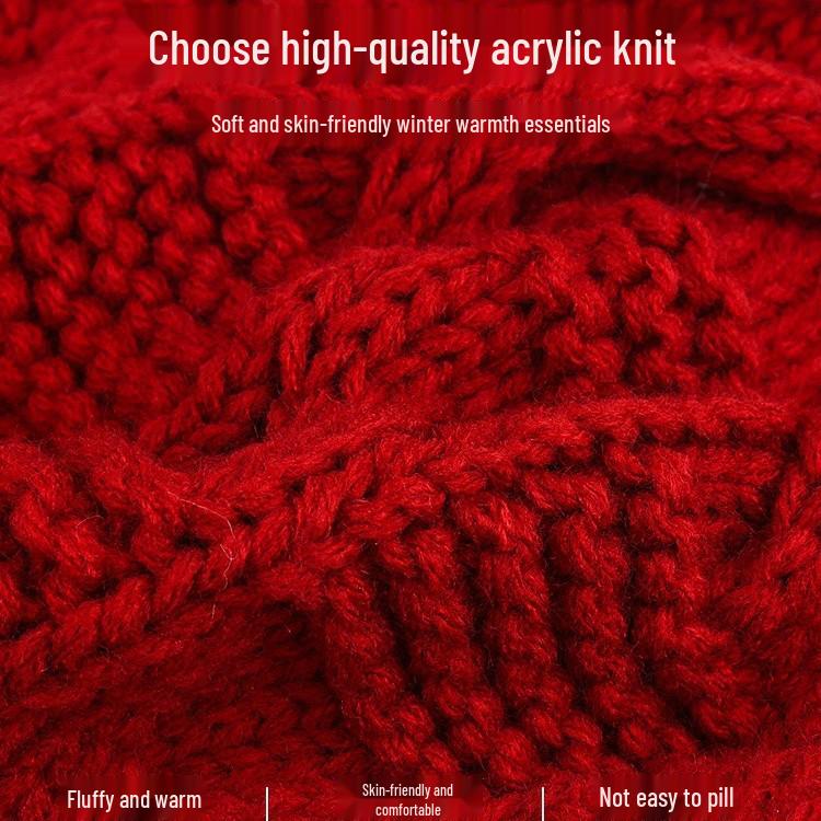 Women's Handmade Red Wool Tassel Hat - Warm Ear Protection for Autumn & Winter, Korean Fashion