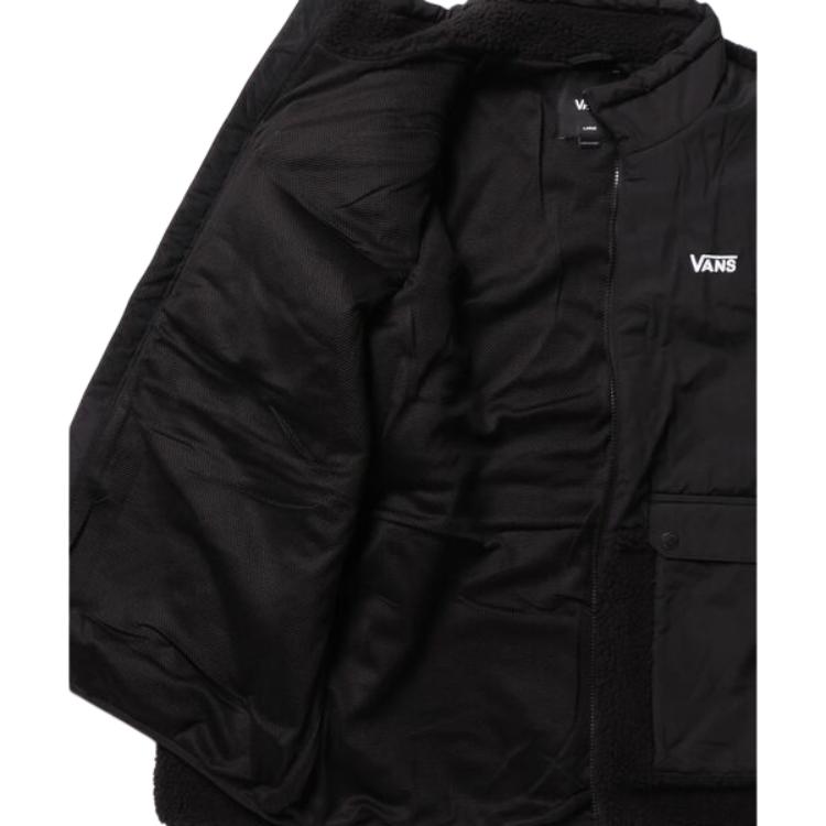 Vans Rpf Solid Color Letter Splicing Stand Collar Jacket Men Jacket Black VN000BZBBLK
