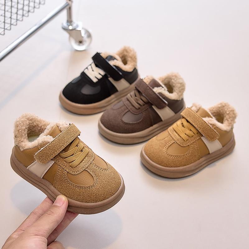 New winter casual fleece-lined sneakers for boys and girls, fashionable and warm cotton shoes, versatile children's shoes, popular model