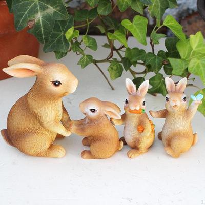 4x Bunny Statue Rabbit Sculpture Cute Decorative Creative Crafts Resin Ornament Desktop Decoration