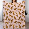 Cute Tigers On Pink Throw Blanket Stain Resistant Cozy Warm Blanket