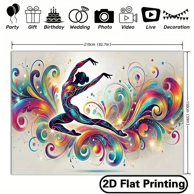 2D Vibrant Ballerina Silhouette Decoration Backdrop for Dance Studio