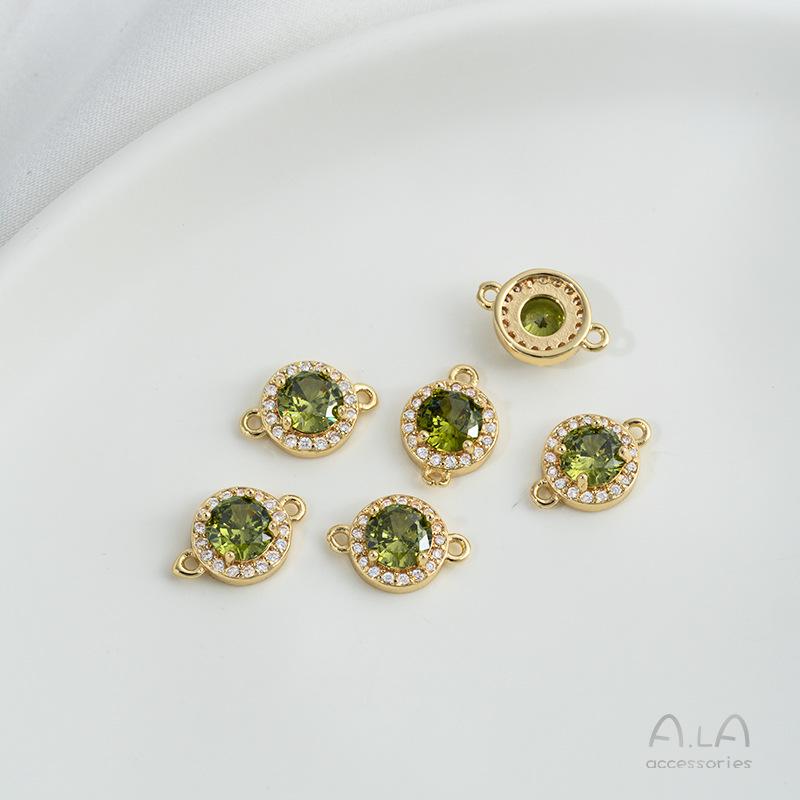 14K Gold-Filled Emerald Olive Green Zircon Geometric Double Hoop Jewelry Accessory