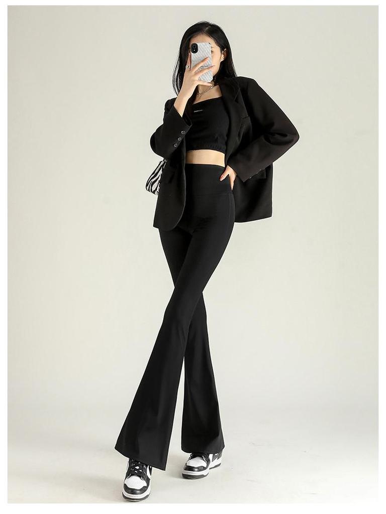 Women's High-Waist Fleece Flare Pants – Floor-Length, Loose Fit, Autumn/Winter Fashion