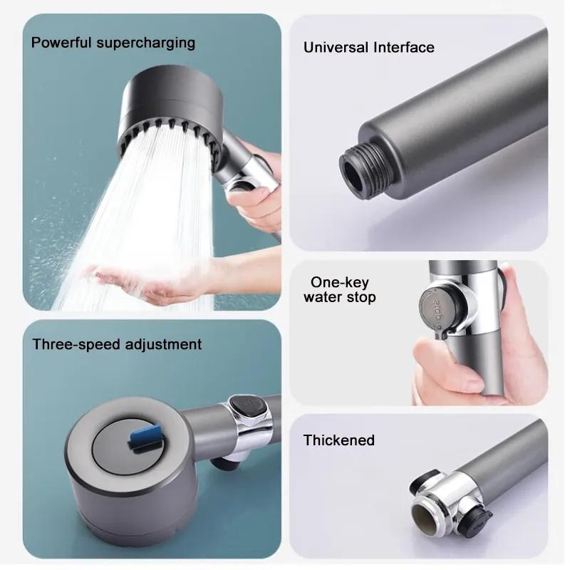 4 Modes Shower Head High Pressure Showerhead One-Key Stop Water Massage Shower Head With Filter Element Bathroom Accessories