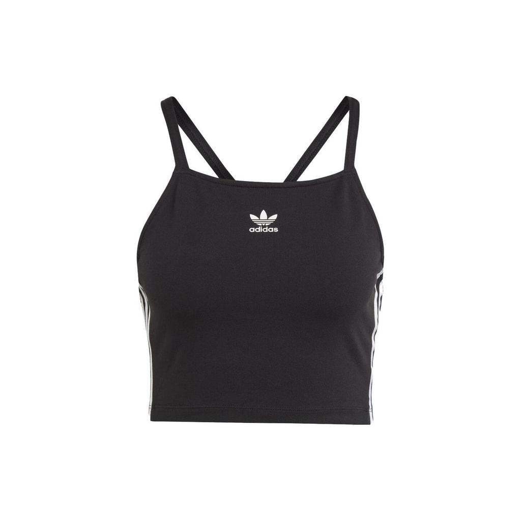 Adidas Originals Logo Three Stripes Short Sports Tank Top Women Tops Black IU2405