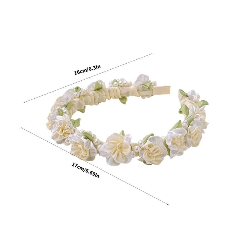 Comfortable Plastic Hairband Stylish HeaddressWith Pearls Floral Design Wedding Party Accessory For Sensitive Skin