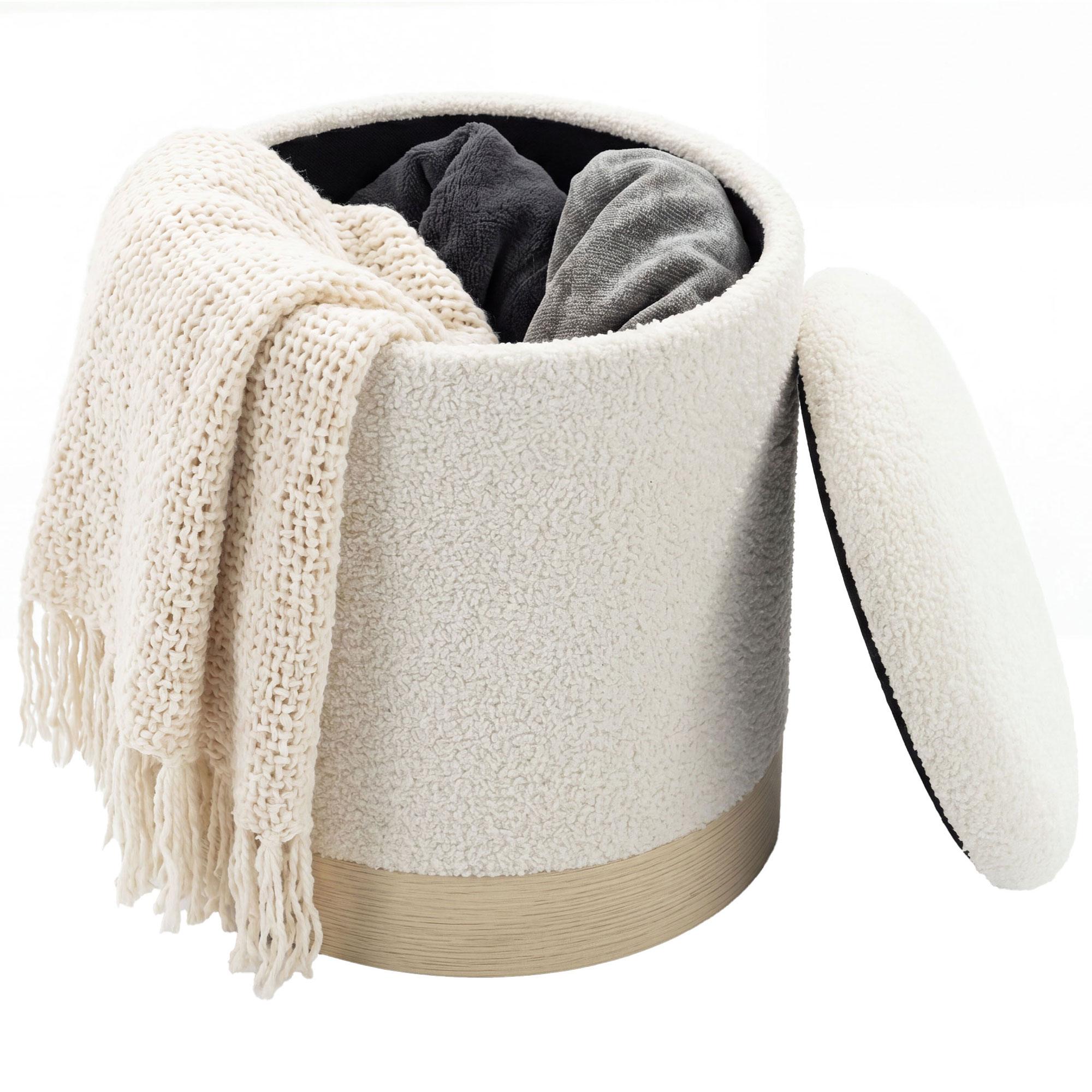 38 cm Round Stool with Sherpa